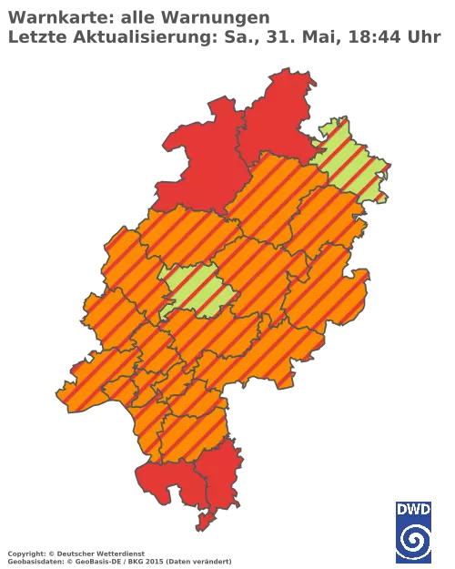 Aktuelle Wetterwarnungen für  Wetteraukreis