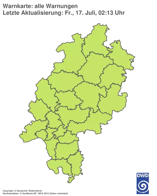 Aktuelle Wetterwarnungen für  Wetteraukreis